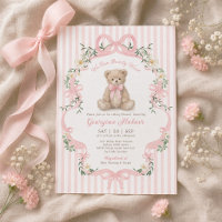 Pastellrosa gestreifter Teddybär Mädchen Baby Show