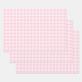 Pastellrosa Gingham-Geschenkpapierbögen Geschenkpapier Set