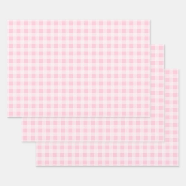 Pastellrosa Gingham-Geschenkpapierbögen Geschenkpapier Set (Set)