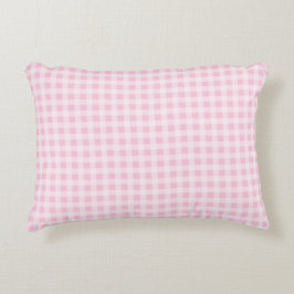 Pastellrosa Gingham Karo Dekokissen