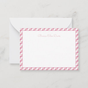 Pastellrosa Gingham Kinder Mitteilungskarte