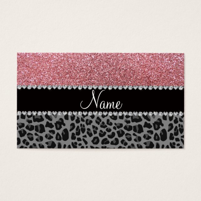 Pastellrosa Glitzer Schwarzer Leopard (Vorderseite)