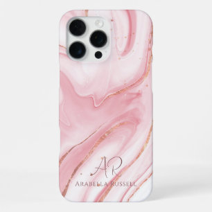 Pastellrosa Gold Glitter Marmor individuell anpass iPhone 16 Pro Max Hülle
