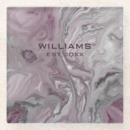 Pastellrosa graue Marmorstruktur Personalisiert Glasuntersetzer