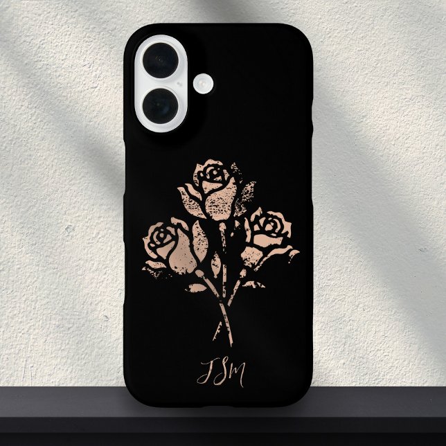 Pastellrosa Grunge gestempelte Rosen Initialen Case-Mate iPhone Hülle (Von Creator hochgeladen)