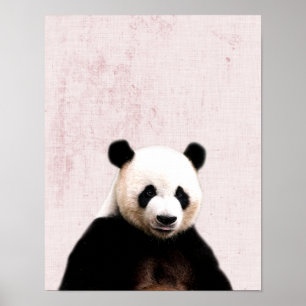 Pastellrosa Guck-Guck-Panda Minimalistische Babyzi Poster