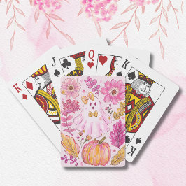 Pastellrosa Halloween-Geist Spielkarten