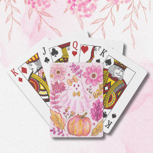 Pastellrosa Halloween-Geist Spielkarten