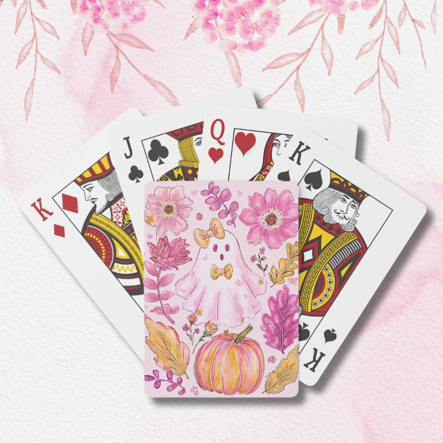 Pastellrosa Halloween-Geist Spielkarten (Von Creator hochgeladen)