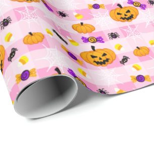 Pastellrosa Halloween-Muster Geschenkpapier
