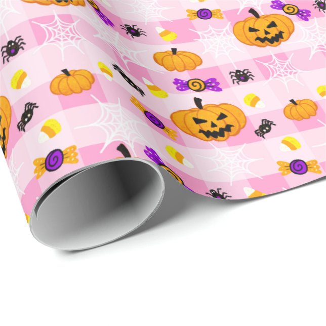 Pastellrosa Halloween-Muster Geschenkpapier (Rolleneckpunkt)
