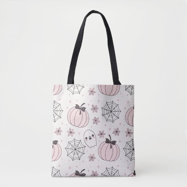 Pastellrosa Halloween Nahtloses Muster (Vorderseite)