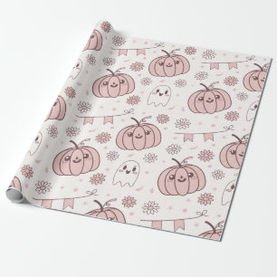 Pastellrosa Halloween Nahtloses Muster (2) Geschenkpapier