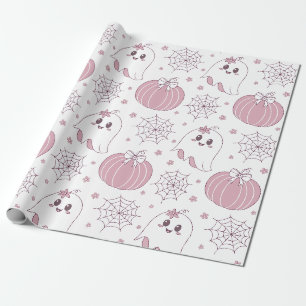 Pastellrosa Halloween Nahtloses Muster (3) Geschenkpapier
