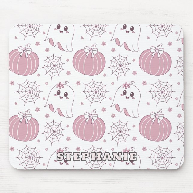 Pastellrosa Halloween Nahtloses Muster (3) Mousepad (Vorne)