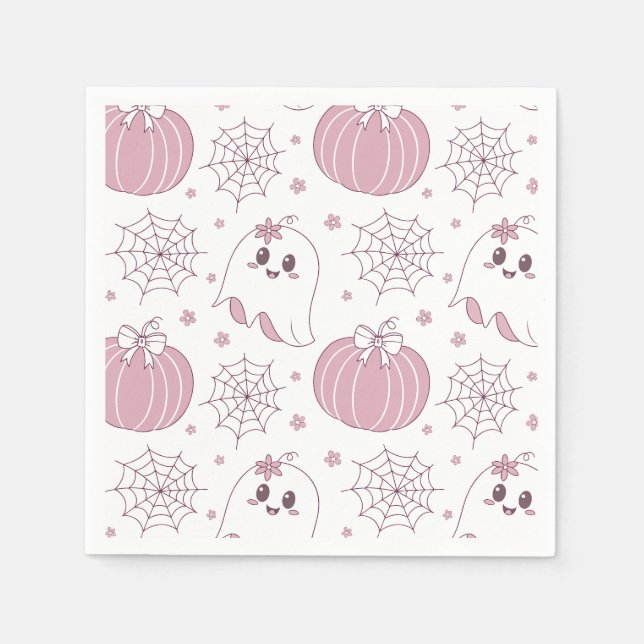 Pastellrosa Halloween Nahtloses Muster (3) Serviette (Vorderseite)