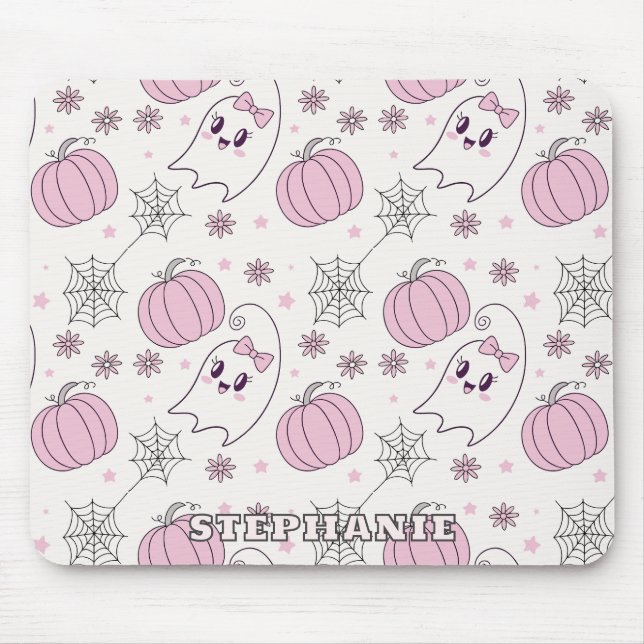 Pastellrosa Halloween Nahtloses Muster (4) Mousepad (Vorne)