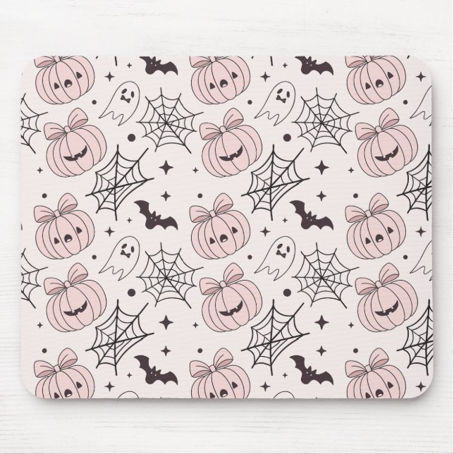 Pastellrosa Halloween Nahtloses Muster (5) Mousepad (Vorne)