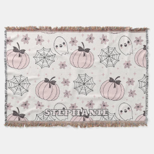 Pastellrosa Halloween Nahtloses Muster Decke