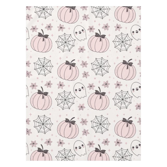 Pastellrosa Halloween Nahtloses Muster Tischdecke (Vorderseite)