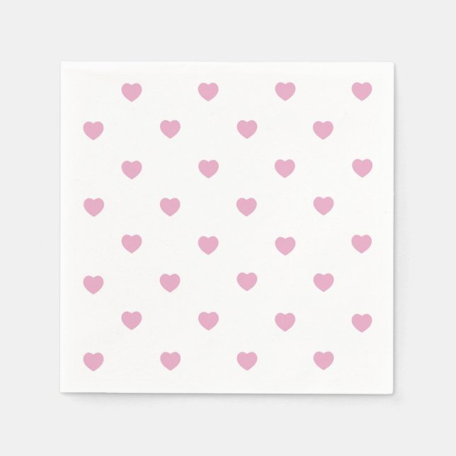 Pastellrosa Herzen, Papierservietten für Valentine (Vorderseite)