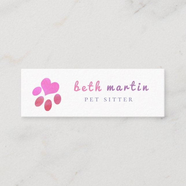 Pastellrosa Herzstillstand Mini Visitenkarte (Vorderseite)