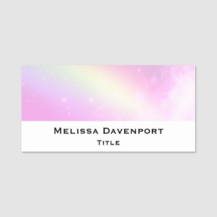 Pastellrosa Himmel mit gelbem Regenbogen Namensschild