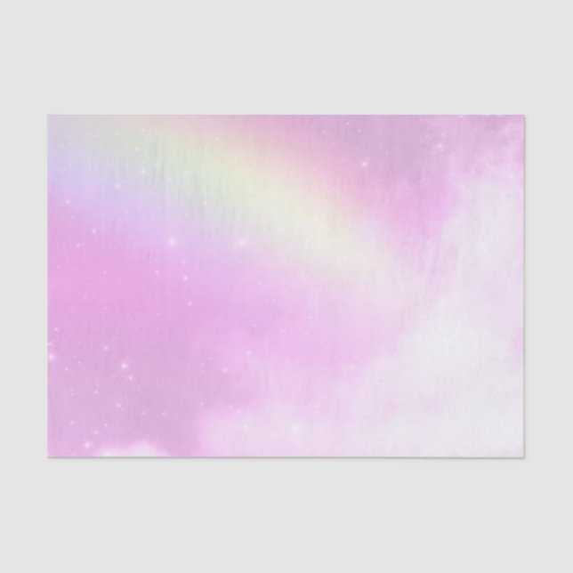 Pastellrosa Himmel mit gelbem Regenbogen Seidenpapier (Vorderseite)