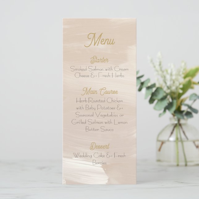 Pastellrosa Hochzeitsmenü Menükarte (Stehend Vorderseite)
