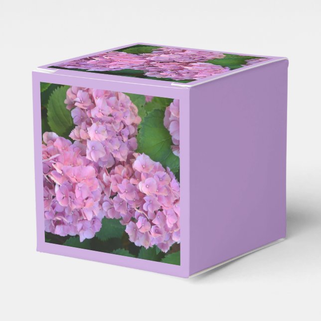 Pastellrosa Hortensia Hydrangea Blume Geschenkschachtel (Vorderseite)