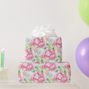 Pastellrosa Hortensien Botanik Decoupage Kunst ode Geschenkpapier