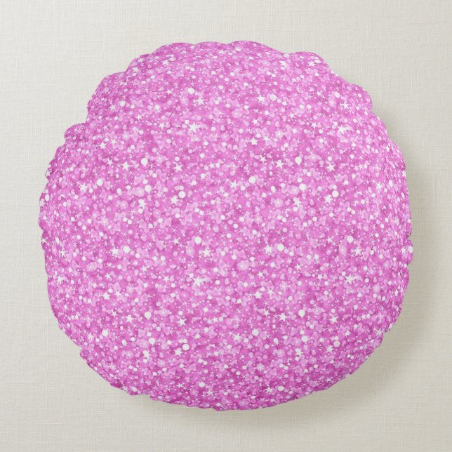 Pastellrosa Imitate Glitzer & Glitzern drucken Rundes Kissen (Vorderseite)