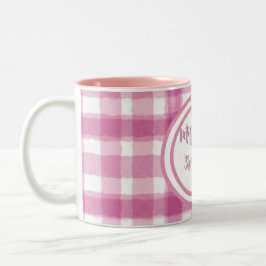 Pastellrosa Karo individuell  Zweifarbige Tasse