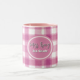 Pastellrosa Karo individuell Zweifarbige Tasse