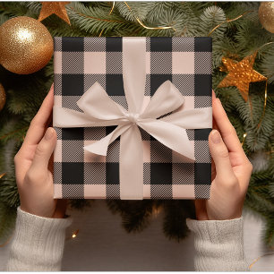 Pastellrosa Karo Weihnachtspapier Geschenkpapier