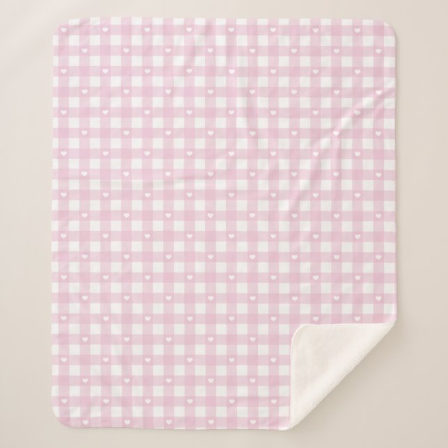 Pastellrosa Karos Sherpadecke (Vorderseite)