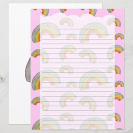 Pastellrosa Kawaii-Regenbogen-Schreibwarenpapier