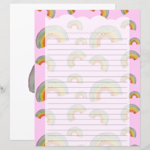 Pastellrosa Kawaii-Regenbogen-Schreibwarenpapier