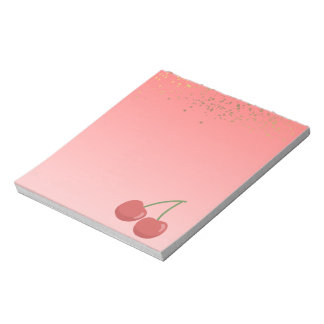 Pastellrosa Kirschen-Notizbuch mit goldenem Sterne Notizblock