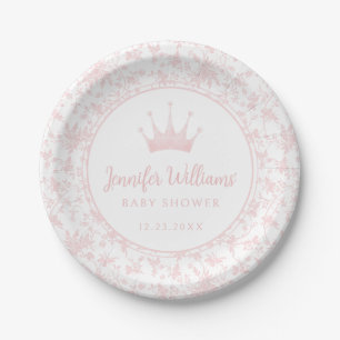 Pastellrosa kleine Prinzessinnenkrone Baby Mädchen Pappteller