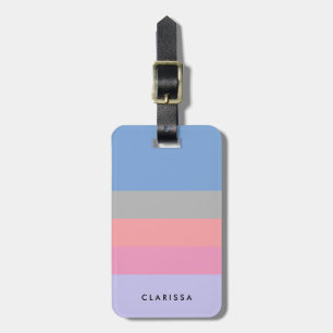 Pastellrosa Korallengraublau lila Farbblock Gepäckanhänger