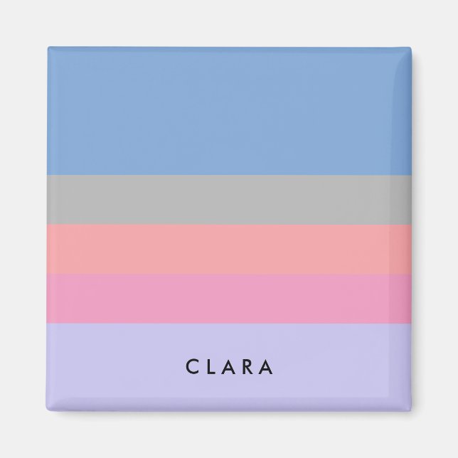 Pastellrosa Korallengraublau lila Farbblock Magnet (Vorne)