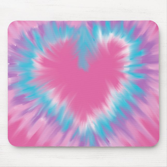 Pastellrosa Krawatte-Farbstoff Herz-Maus Pad Mousepad (Vorne)