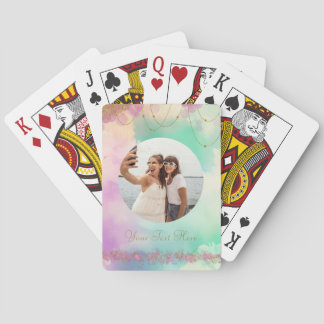 Pastellrosa Kugeln und Goldsterne Kalenderplaner Spielkarten