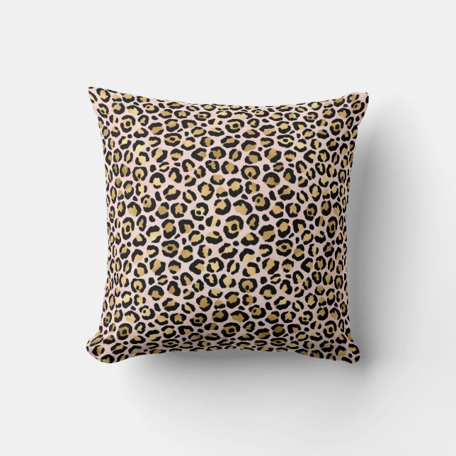 Pastellrosa Leopard Tierdruckmuster Kissen (Vorderseite)