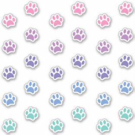 Pastellrosa Lila Blaue Aquamarine Paw-Druckspuren Aufkleber