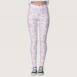Pastellrosa Lila Blumen Geometrisches Muster Leggings