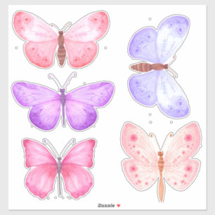 Pastellrosa-lila Schmetterlinge Aufkleber