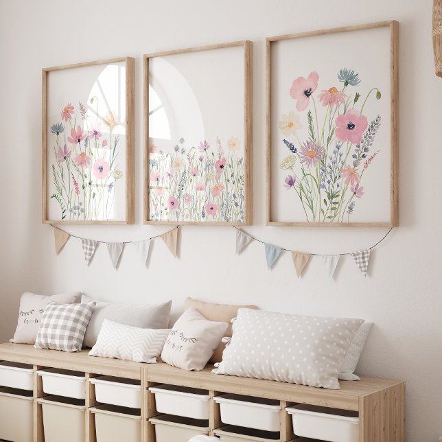 Pastellrosa Lila Wildblumen Kinderzimmer Bilderwand Sets (Von Creator hochgeladen)