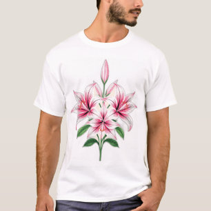 Pastellrosa Lilien im Art-Déco-Stil T-Shirt